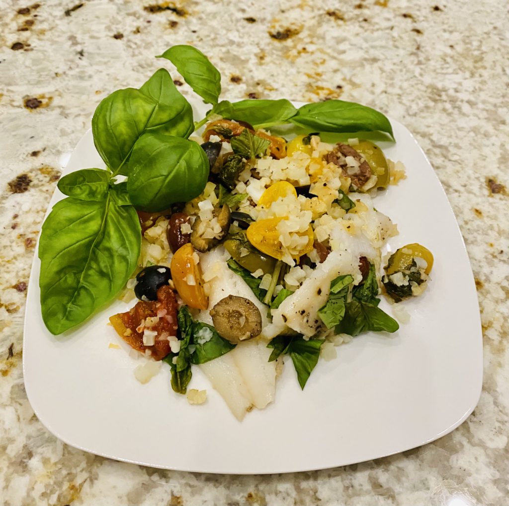 Low Carb Flounder & Veggies Dish